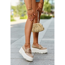 Zazoo 3458 Mocassins en Cuir pour Femme avec Décoration, Beige 2 Zazoo 3458 Mocassins en Cuir pour Femme avec Décoration, Beige 2