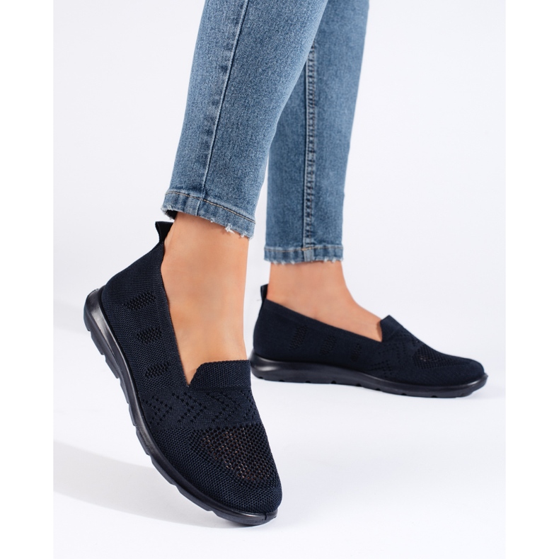 Slip on femme bleu marine en textile 1