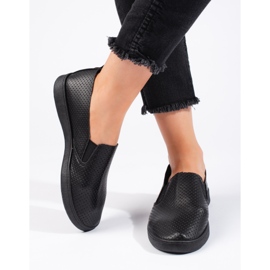Slip-on femme ajouré, léger, noir 1