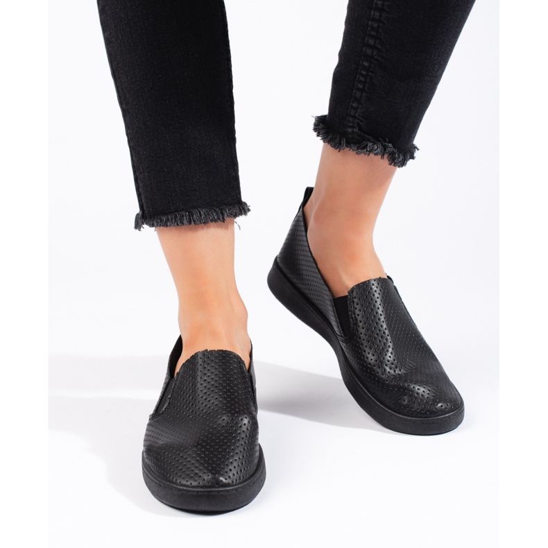 Slip-on femme ajouré, léger, noir le noir 2
