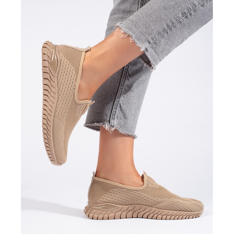 Baskets femme en textile marron brun 2