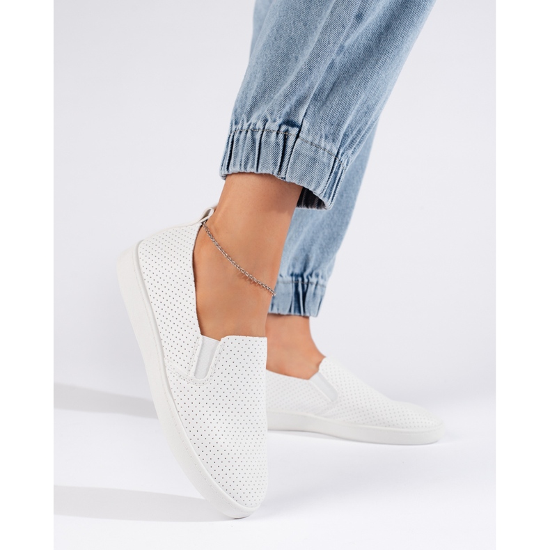 Slip-on femme ajouré, blanc clair 1