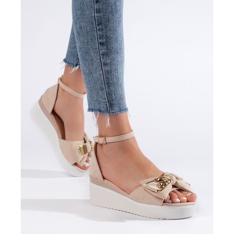 Seastar Sandales compensées femme beiges à nœud 1