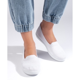 Slip-on femme en tissu blanc 1