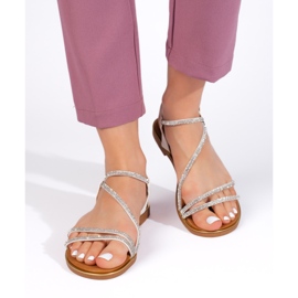 Sandales femme blanches à paillettes 1