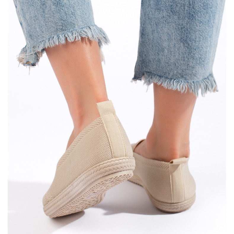 Slip-on femme en tissu beige 2