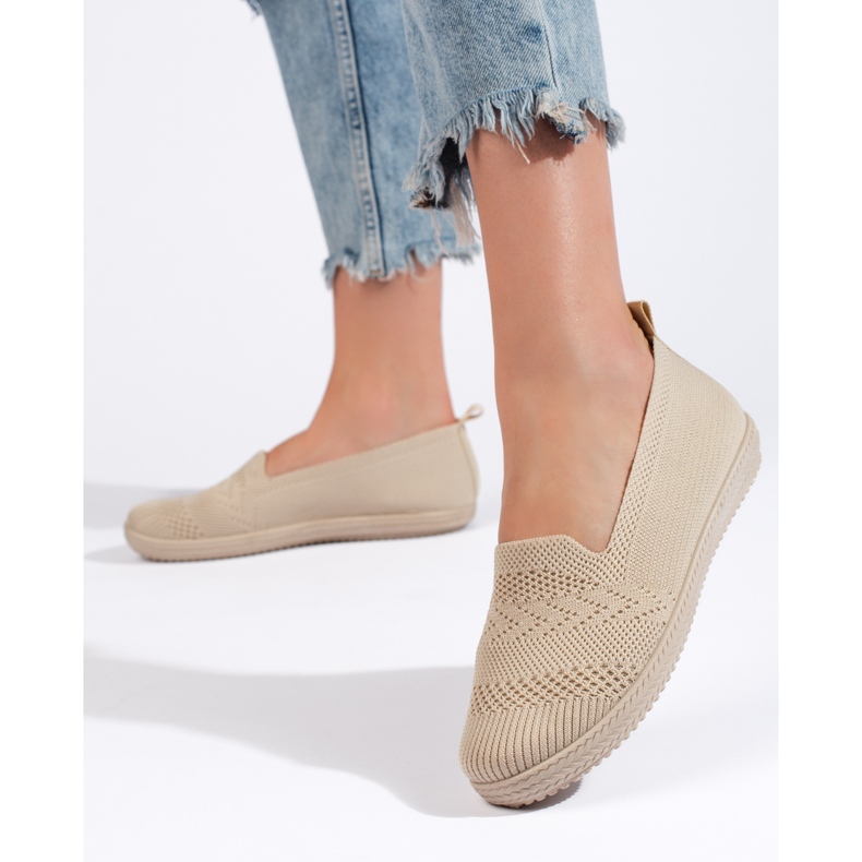 Slip-on femme en tissu beige 1