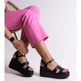 Sandales compensées noires Reema 1