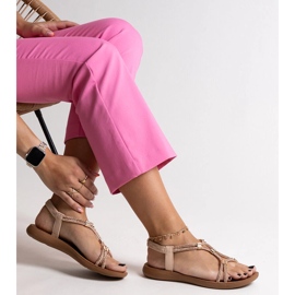 Sandales beiges ornées de zircons Leilana 1