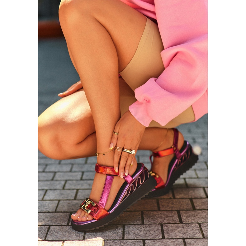 S.Barski Sandales compensées pour femmes D&amp;A CR954 Violet 2