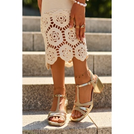 Sandales pour femmes à talon haut en cuir écologique, doré Lyana 1