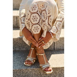 Sandales pour femmes à talon haut en cuir écologique, doré Lyana 2