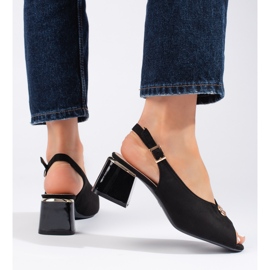 Élégantes sandales à talons en daim noir le noir 4