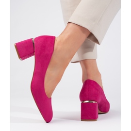 Escarpins à talons en daim fuchsia rose 3