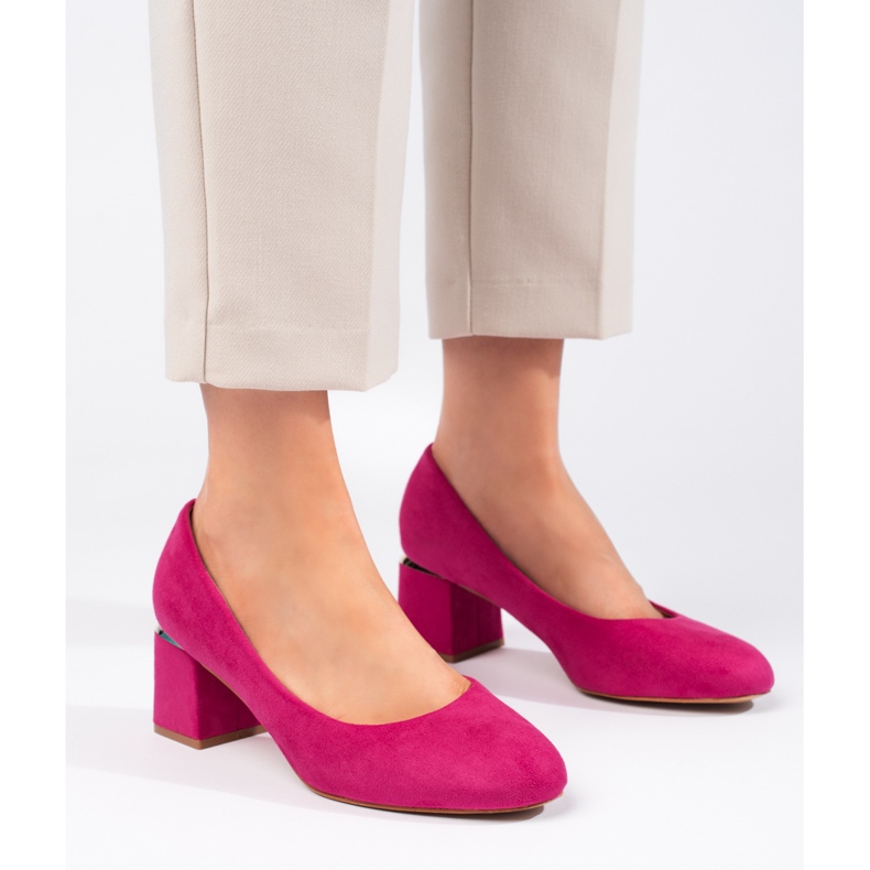 Escarpins à talons en daim fuchsia rose 2