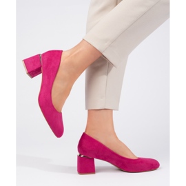 Escarpins à talons en daim fuchsia rose 1