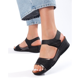 Sandales noires pour femmes avec velcro le noir 2 Sandales noires pour femmes avec velcro le noir 2