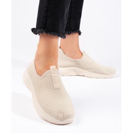 Chaussures de sport en textile beiges 1