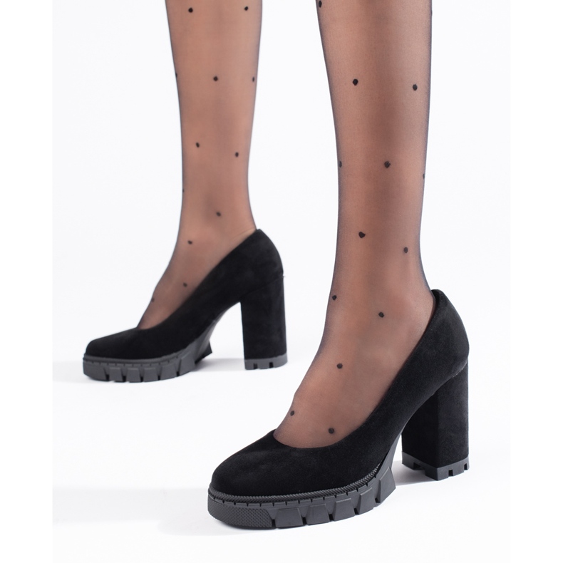 Escarpins femme en daim noir à talon haut le noir 1