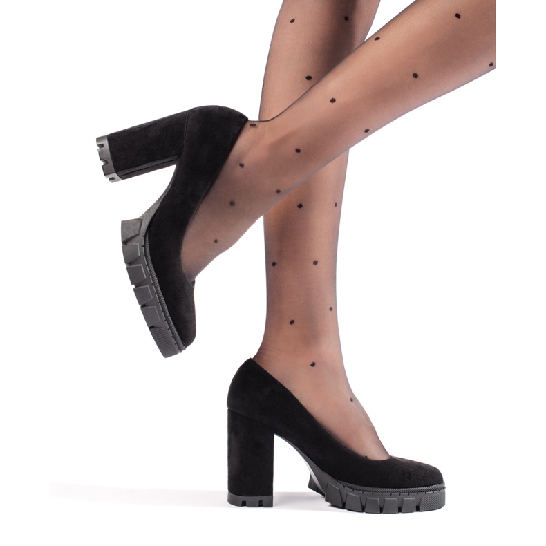 Escarpins femme en daim noir à talon haut le noir 2