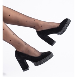 Escarpins femme en daim noir à talon haut le noir 3