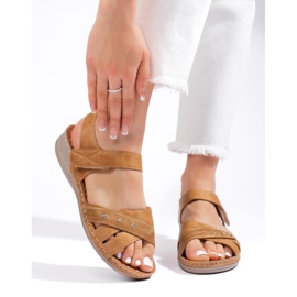 Sandales plateforme femme camel clair brun 1