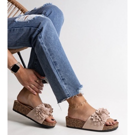 Tongs beiges à fleurs sur la plateforme Apolonia 1 Tongs beiges à fleurs sur la plateforme Apolonia 1