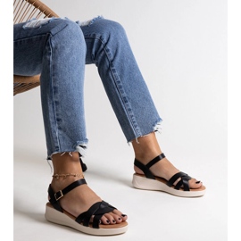 Sandales compensées basses noires de Khalid le noir 2