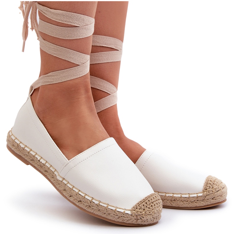 Bellucci Espadrilles lacées en cuir écologique, blanc 4