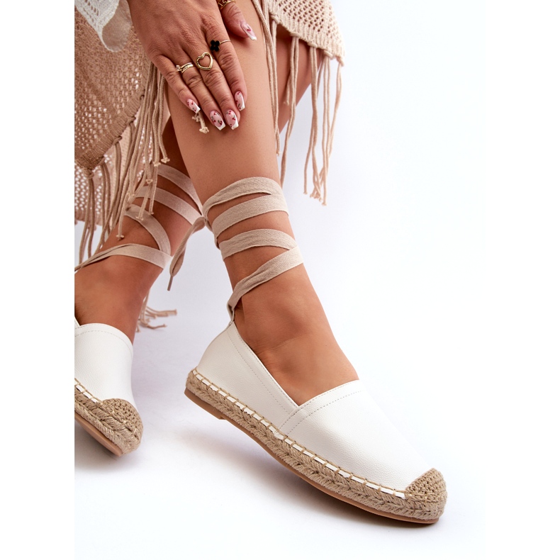 Bellucci Espadrilles lacées en cuir écologique, blanc 3