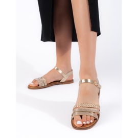 Sandales plates dorées pour femme d'or 1