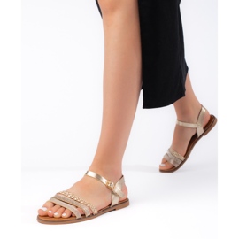 Sandales plates dorées pour femme 2