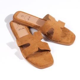 Mules femme en daim marron brun 2
