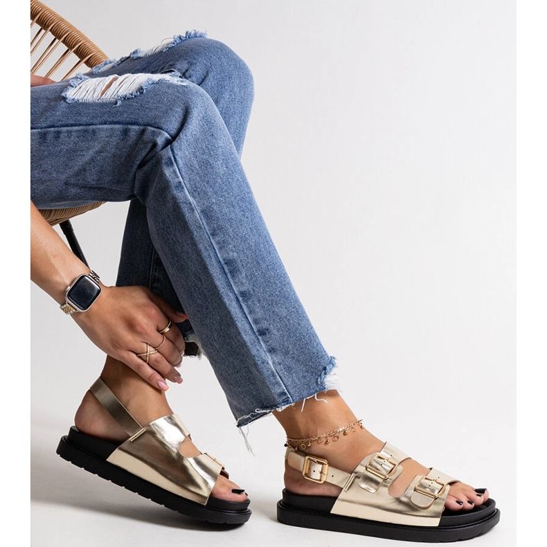 Sandales à plateforme dorées Bashera d'or 1