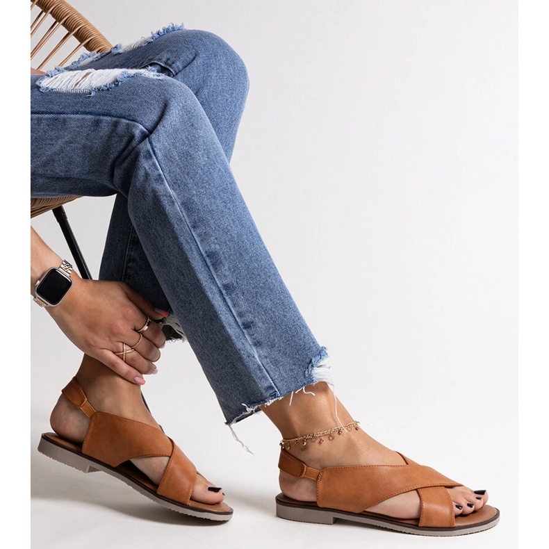 Sandales plates Duenna caramel brun 1