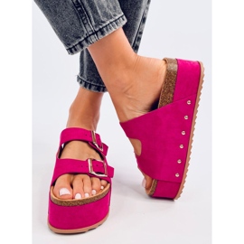 Galzai Chaussons plateforme en liège Fuchsia rose 1