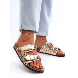 Tongs Décorées Pour Femmes Avec Boucles S.Barski MY121 Or d'or 1 Tongs Décorées Pour Femmes Avec Boucles S.Barski MY121 Or d'or 1