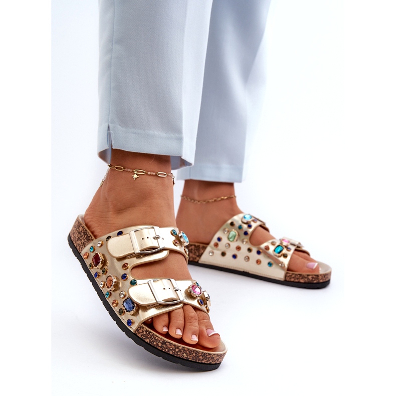 Tongs Décorées Pour Femmes Avec Boucles S.Barski MY121 Or d'or 1 Tongs Décorées Pour Femmes Avec Boucles S.Barski MY121 Or d'or 1