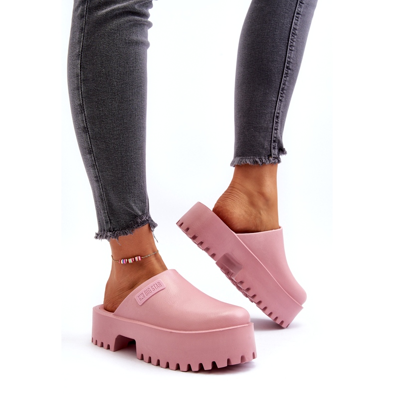 Tongs pour femmes à semelle massive Big Star NN274020 Rose 3