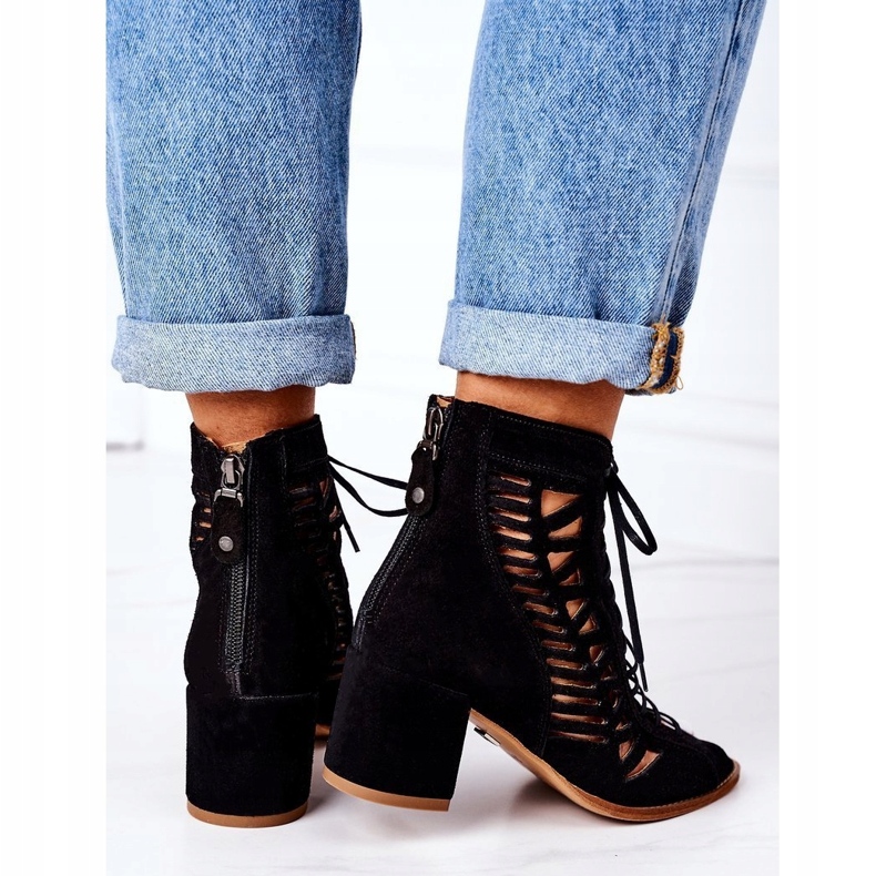 Bottines Daim Ajourées Maciejka 04040-01 Noir 2