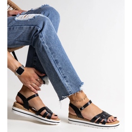 Sandales compensées basses noires Hikma le noir 1
