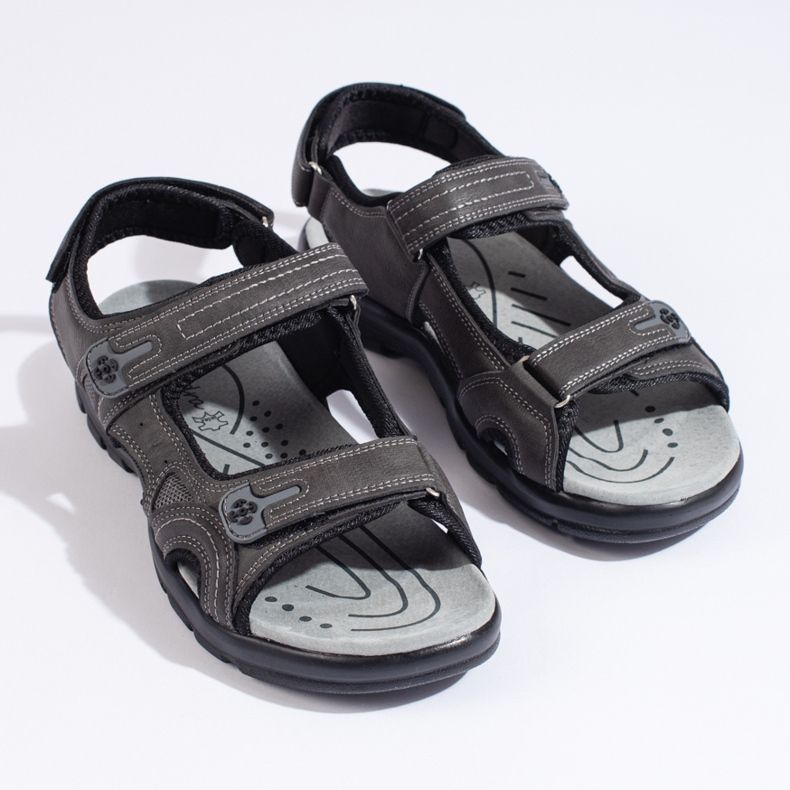Sandales de sport pour hommes avec velcro gris 1