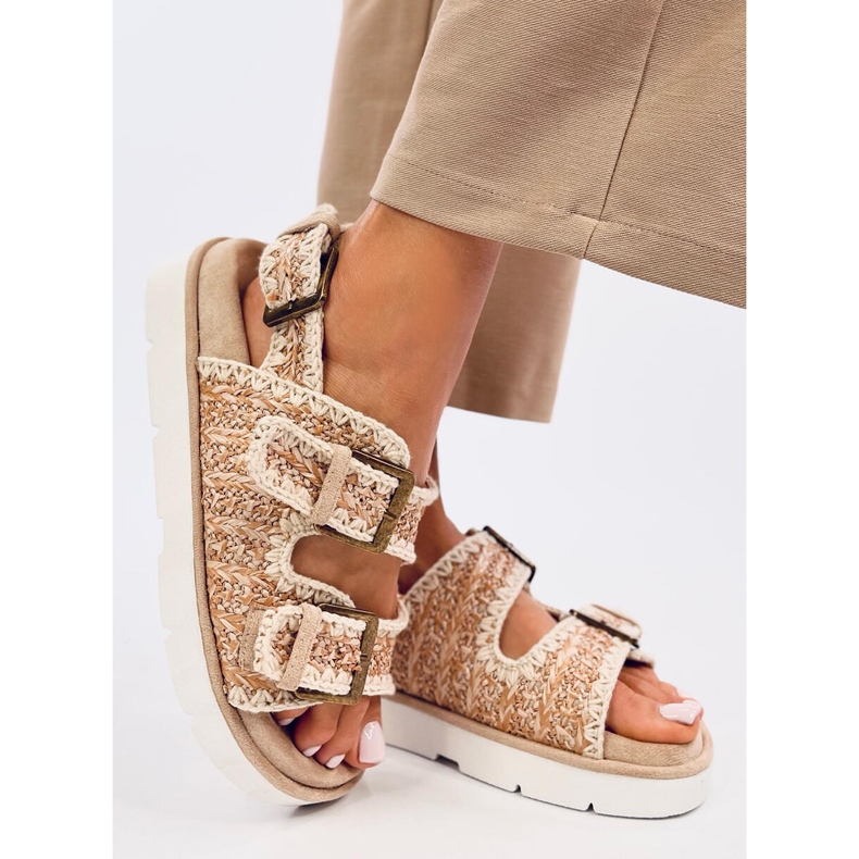 Badey Sandales à plateforme kaki beige 2