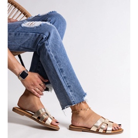 Tongs classiques dorées avec décoration Umayma 1