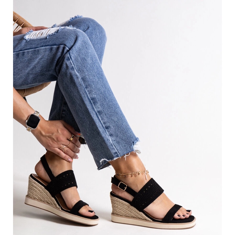 Sandales compensées Muhja noires le noir 1