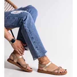 Sandales dorées ornées de zircons Clarana 1