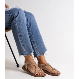 Sandales dorées ornées de zircons Leilana 1