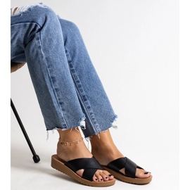 Mules compensées noires en cuir écologique Burtuka le noir 2