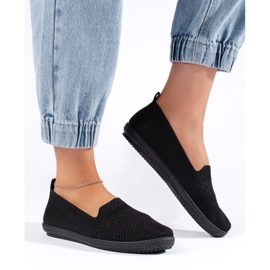 Slip-on femme en tissu noir 1