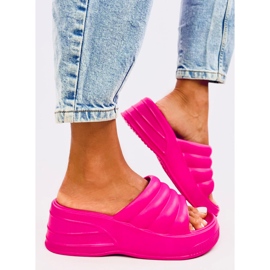 Sandales compensées en mousse fuchsia Diames rose 4